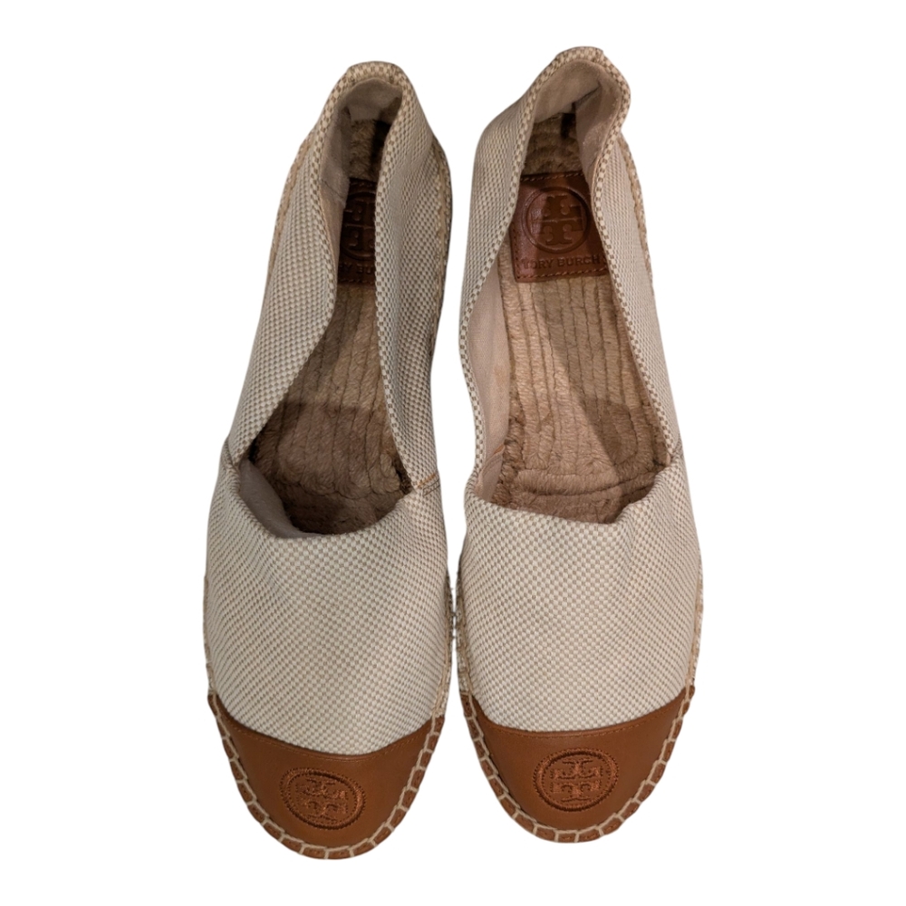 Tory Burch Colorblock Natural Tan Espadrille Flats Women's Size 9.5 NWOT - Picture 8 of 17